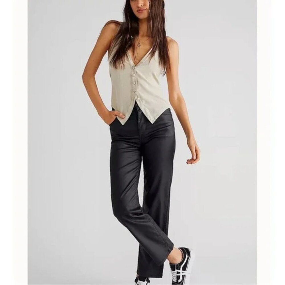 Free People We The Free The Pacifica High Rise Slim Straight Coated Jean 30